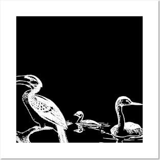 Bird chilling in their habitat in Black and White Posters and Art